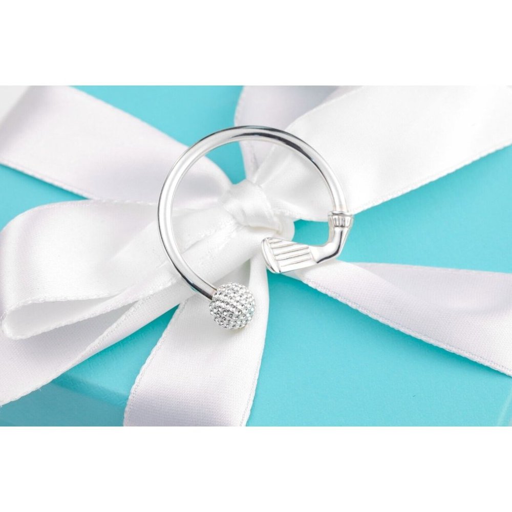 Tiffany & Co. Golf Keyring Golf Ball and Club Keychain in Sterling Silver 35mm - Picture 5 of 9